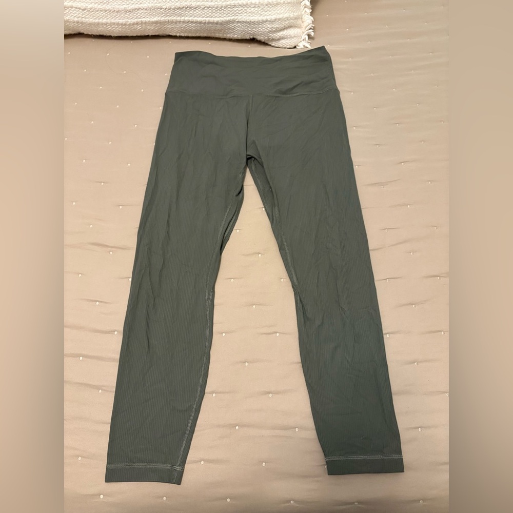 Olive Green Ribbed Align 7/8 length